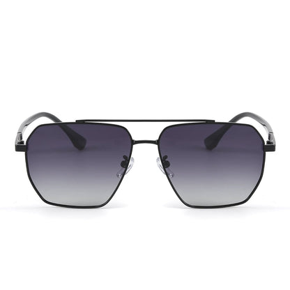 J3337- SPECTRA NOIR- HD Polarised Sunglasses for Men - UV400 Protection, Stainless Steel Frame - Black Frame with Gradient Grey Lens - THE MEN THING