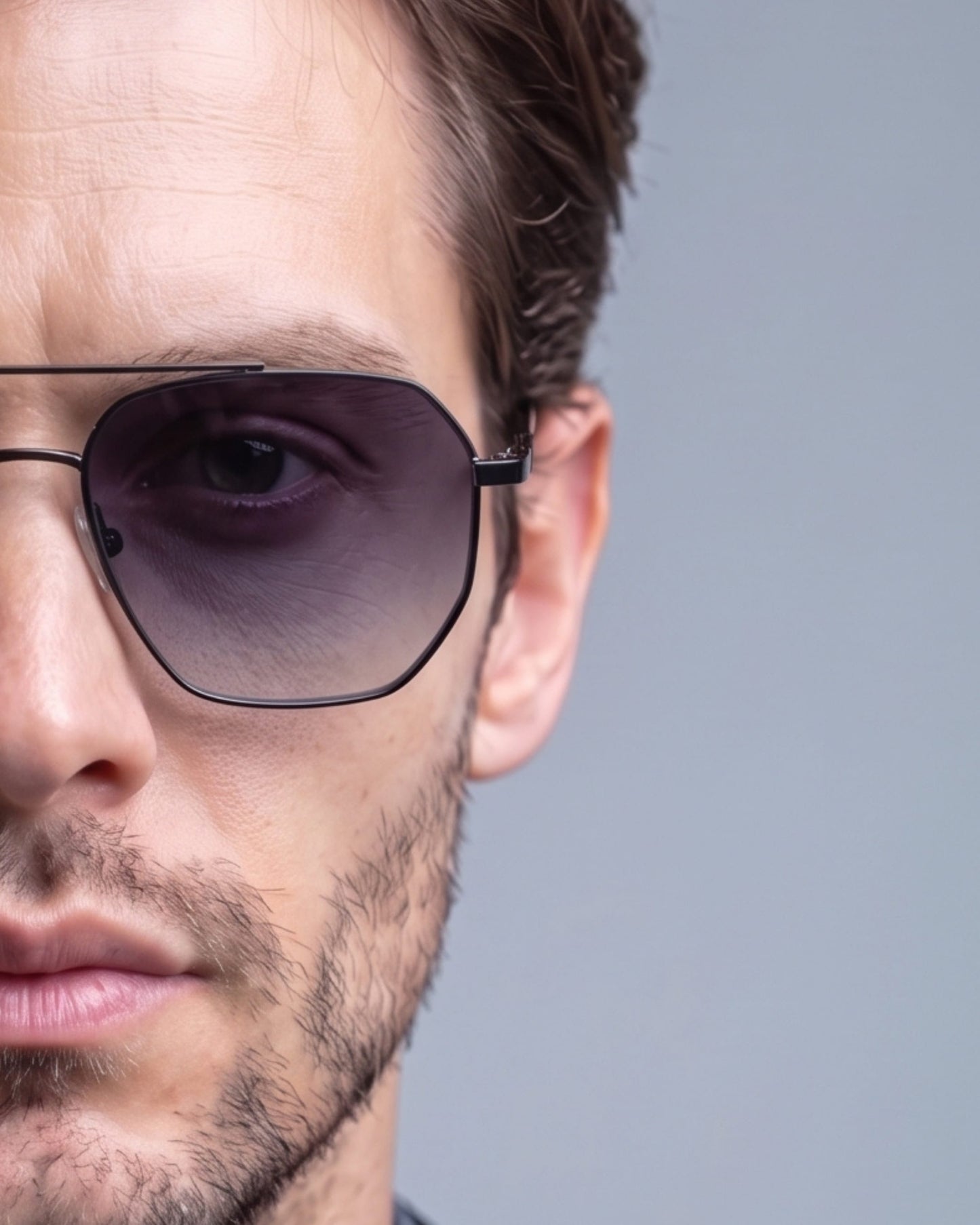 J3337- SPECTRA NOIR- HD Polarised Sunglasses for Men - UV400 Protection, Stainless Steel Frame - Black Frame with Gradient Grey Lens - THE MEN THING