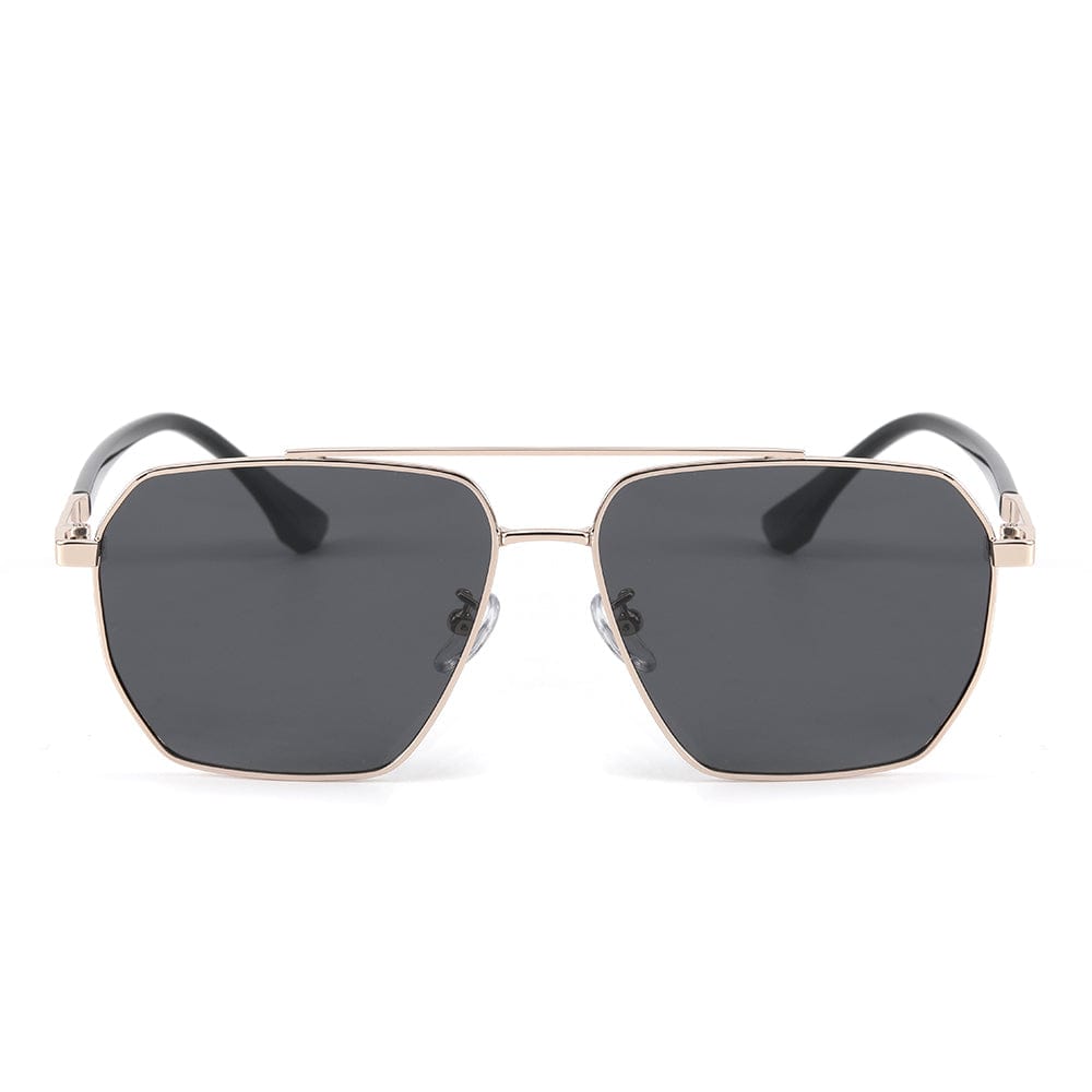 J3337- SPECTRA NOIR- HD Polarised Sunglasses for Men - UV400 Protection, Stainless Steel Frame - Light Gold Frame with Black Lens - THE MEN THING