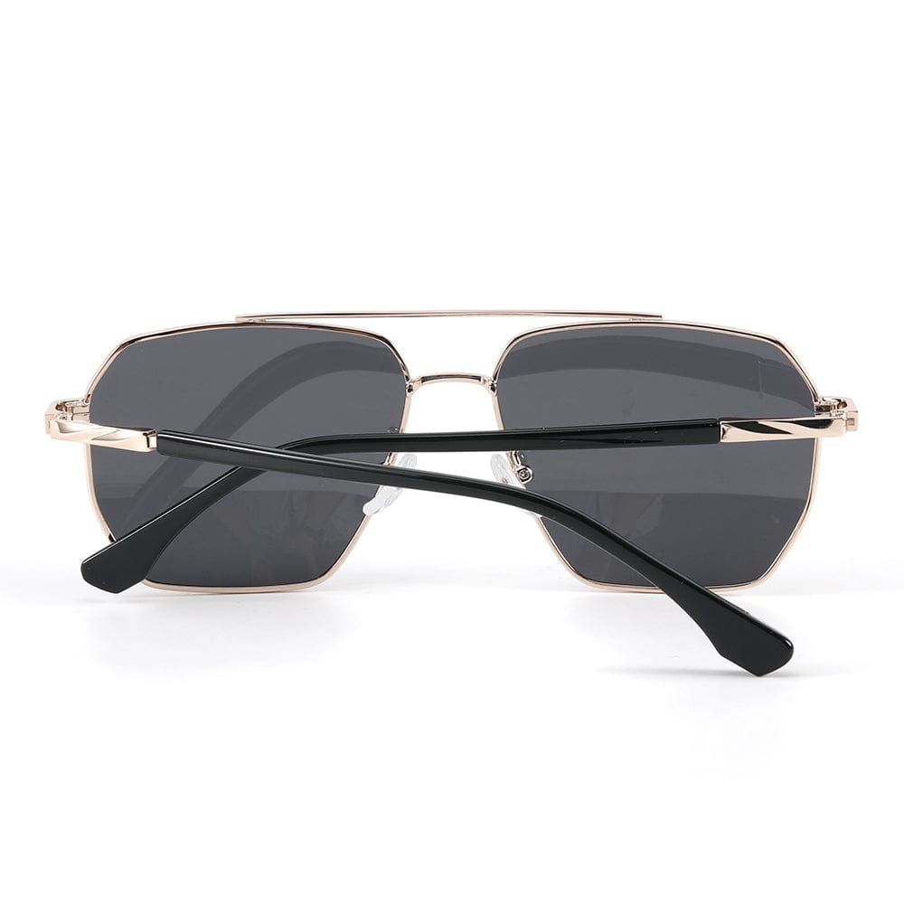 J3337- SPECTRA NOIR- HD Polarised Sunglasses for Men - UV400 Protection, Stainless Steel Frame - Light Gold Frame with Black Lens - THE MEN THING