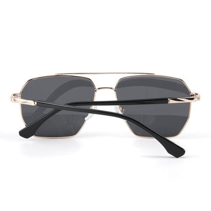 J3337- SPECTRA NOIR- HD Polarised Sunglasses for Men - UV400 Protection, Stainless Steel Frame - Light Gold Frame with Black Lens - THE MEN THING