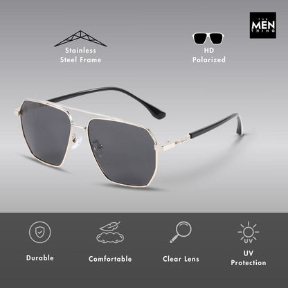 J3337- SPECTRA NOIR- HD Polarised Sunglasses for Men - UV400 Protection, Stainless Steel Frame - Black Frame with Black Lens - THE MEN THING