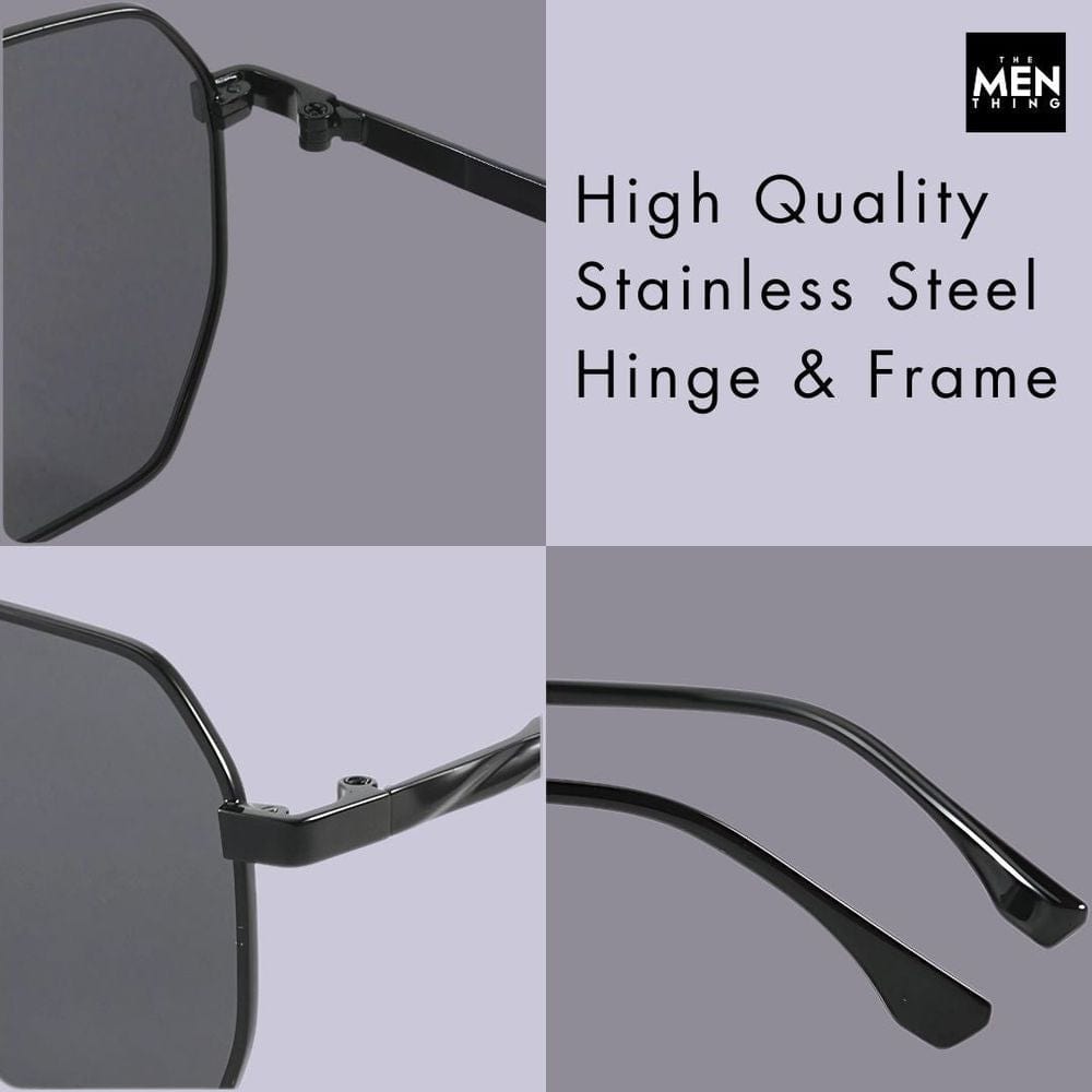 J3337- SPECTRA NOIR- HD Polarised Sunglasses for Men - UV400 Protection, Stainless Steel Frame - Black Frame with Black Lens - THE MEN THING