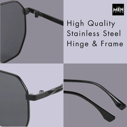 J3337- SPECTRA NOIR- HD Polarised Sunglasses for Men - UV400 Protection, Stainless Steel Frame - Black Frame with Black Lens - THE MEN THING