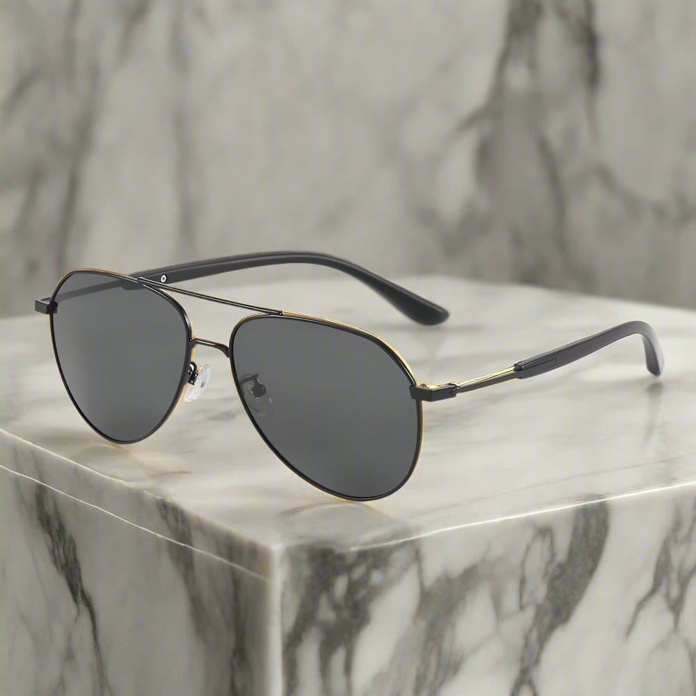 J3338 - SLATE SOAR - HD Polarised Sunglasses for Men - UV400 Protection, Stainless Steel Frame - Black Frame with Black Lens - THE MEN THING