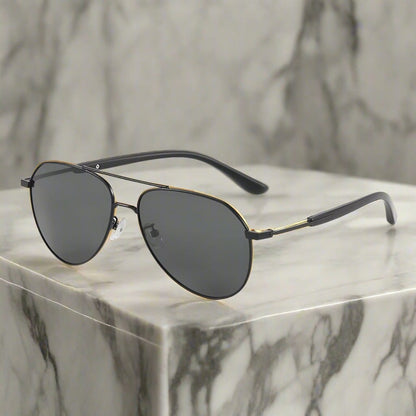 J3338 - SLATE SOAR - HD Polarised Sunglasses for Men - UV400 Protection, Stainless Steel Frame - Black Frame with Black Lens - THE MEN THING