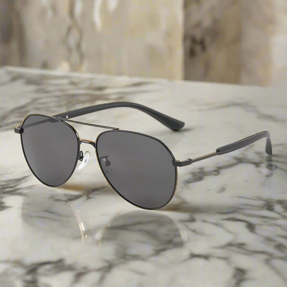 J3338 - SLATE SOAR - HD Polarised Sunglasses for Men - UV400 Protection, Stainless Steel Frame - Black Frame with Gradient Grey Lens - THE MEN THING
