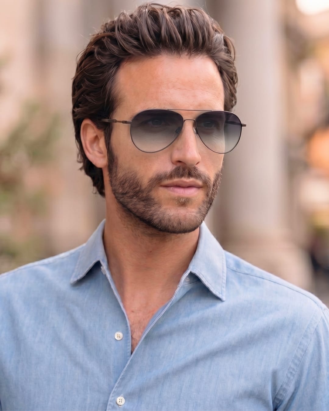 J3338 - SLATE SOAR - HD Polarised Sunglasses for Men - UV400 Protection, Stainless Steel Frame - Black Frame with Gradient Grey Lens - THE MEN THING