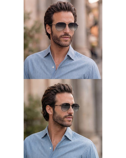 J3338 - SLATE SOAR - HD Polarised Sunglasses for Men - UV400 Protection, Stainless Steel Frame - Black Frame with Gradient Grey Lens - THE MEN THING
