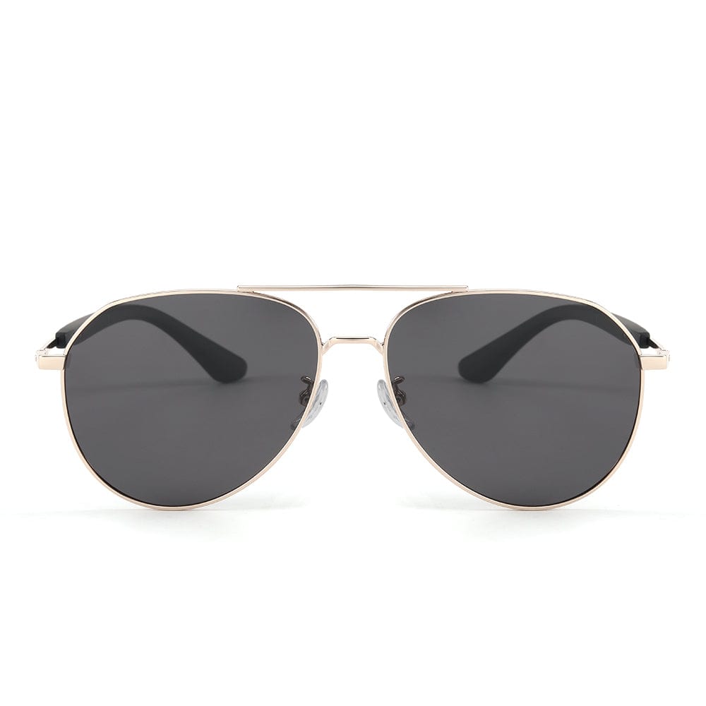 J3338 - SLATE SOAR - HD Polarised Sunglasses for Men - UV400 Protection, Stainless Steel Frame - Gold Frame with Black Lens - THE MEN THING