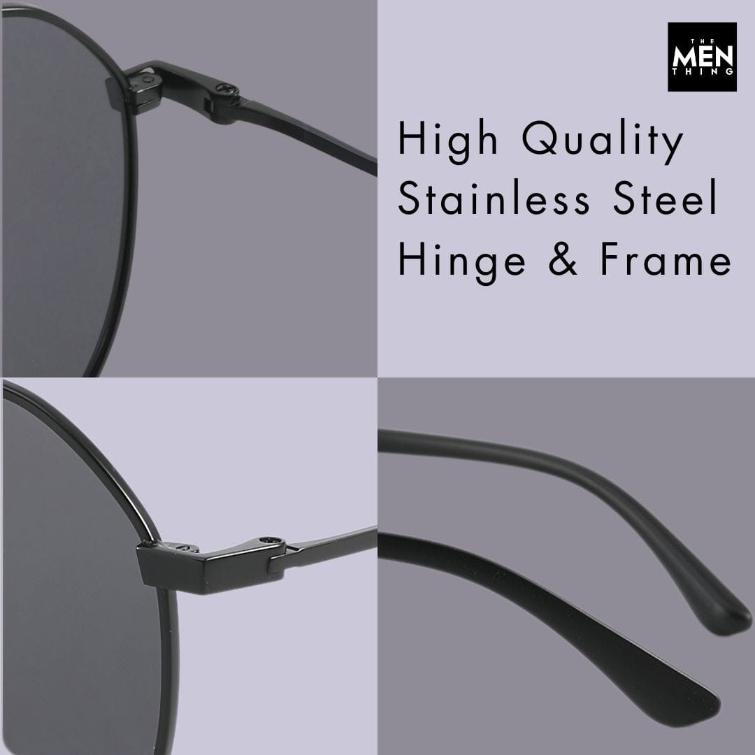 J3338 - SLATE SOAR - HD Polarised Sunglasses for Men - UV400 Protection, Stainless Steel Frame - Black Frame with Black Lens - THE MEN THING