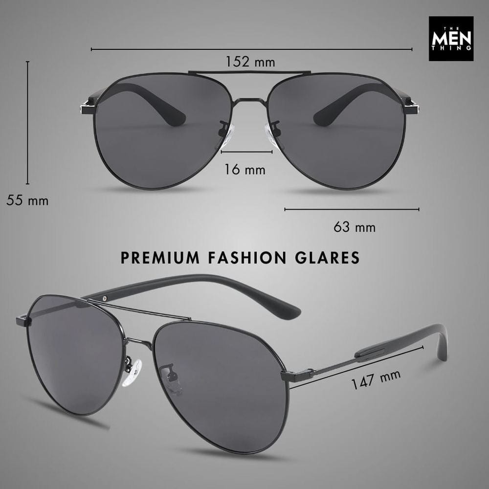 J3338 - SLATE SOAR - HD Polarised Sunglasses for Men - UV400 Protection, Stainless Steel Frame - Black Frame with Black Lens - THE MEN THING