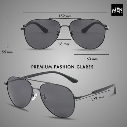 J3338 - SLATE SOAR - HD Polarised Sunglasses for Men - UV400 Protection, Stainless Steel Frame - Black Frame with Black Lens - THE MEN THING