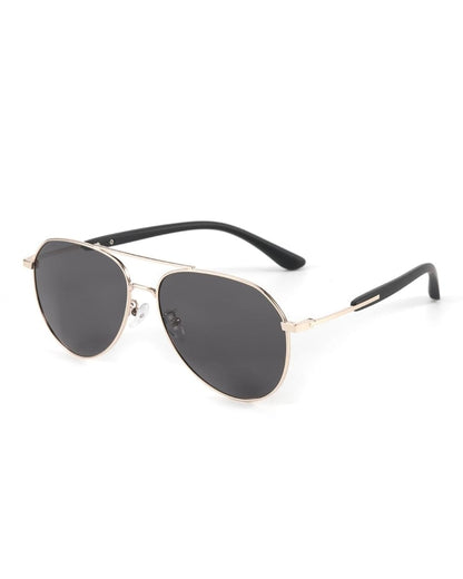 J3338 - SLATE SOAR - HD Polarised Sunglasses for Men - UV400 Protection, Stainless Steel Frame - Gold Frame with Black Lens - THE MEN THING