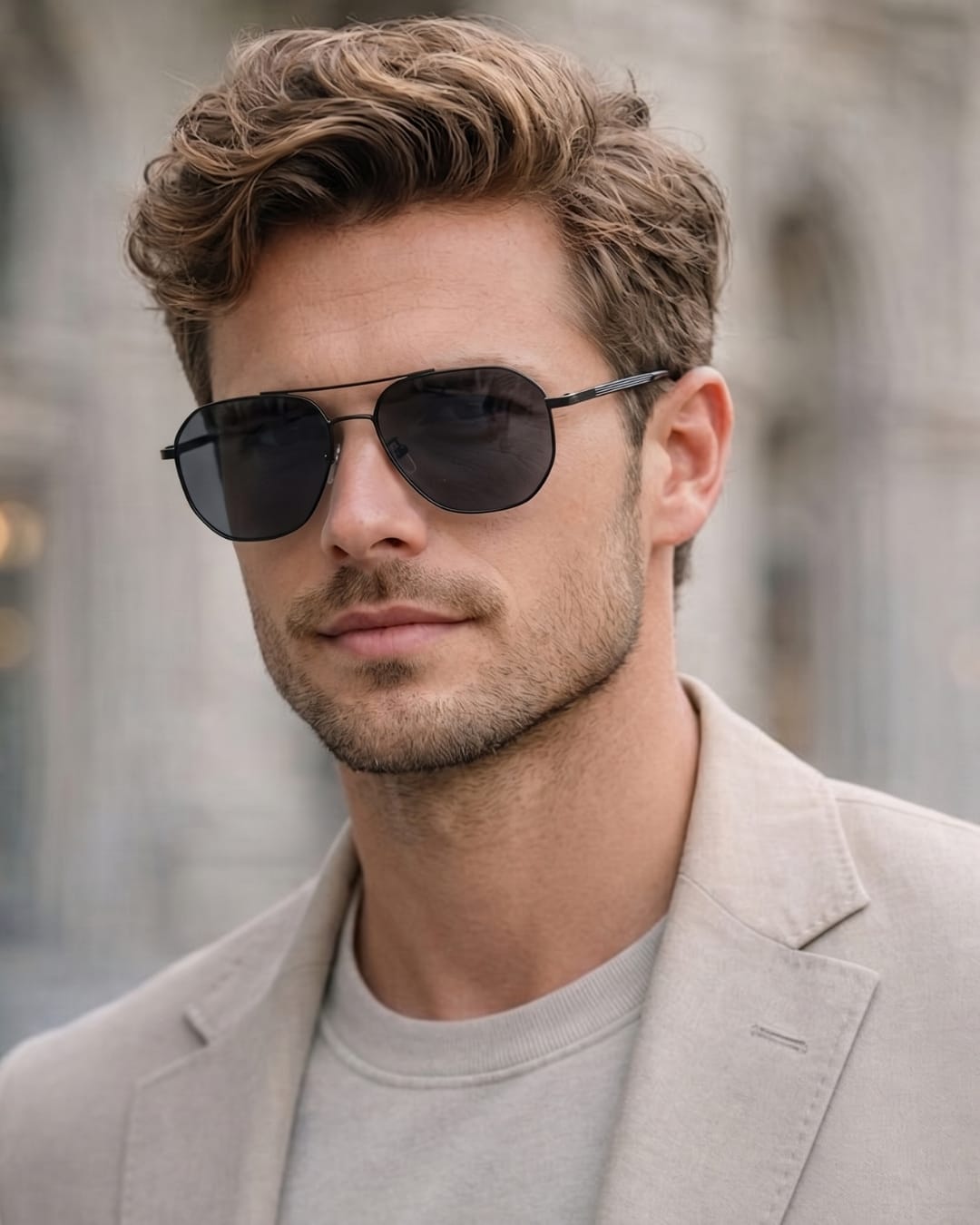 J3347 - AMBER LUXE - HD Polarised Sunglasses for Men - UV400 Protection, Stainless Steel Frame - Black Frame with Black Lens - THE MEN THING
