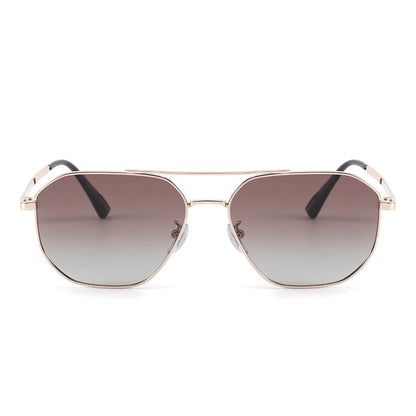 J3347 - AMBER LUXE - HD Polarised Sunglasses for Men - UV400 Protection, Stainless Steel Frame - Gold Frame with Gradient Brown Lens - THE MEN THING