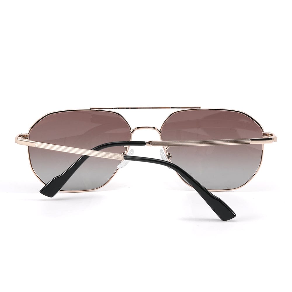 J3347 - AMBER LUXE - HD Polarised Sunglasses for Men - UV400 Protection, Stainless Steel Frame - Gold Frame with Gradient Brown Lens - THE MEN THING
