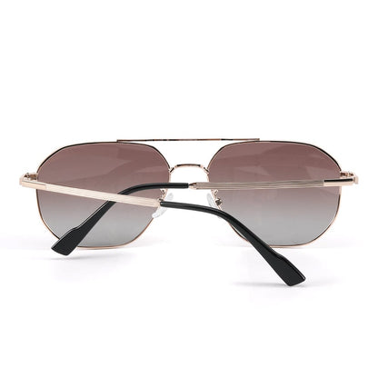 J3347 - AMBER LUXE - HD Polarised Sunglasses for Men - UV400 Protection, Stainless Steel Frame - Gold Frame with Gradient Brown Lens - THE MEN THING