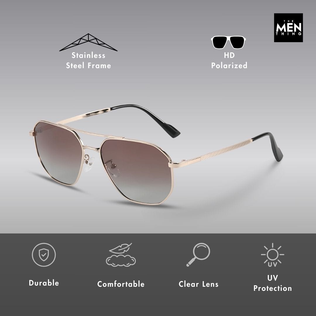 J3347 - AMBER LUXE - HD Polarised Sunglasses for Men - UV400 Protection, Stainless Steel Frame - Black Frame with Black Lens - THE MEN THING