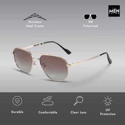 J3347 - AMBER LUXE - HD Polarised Sunglasses for Men - UV400 Protection, Stainless Steel Frame - Black Frame with Black Lens - THE MEN THING