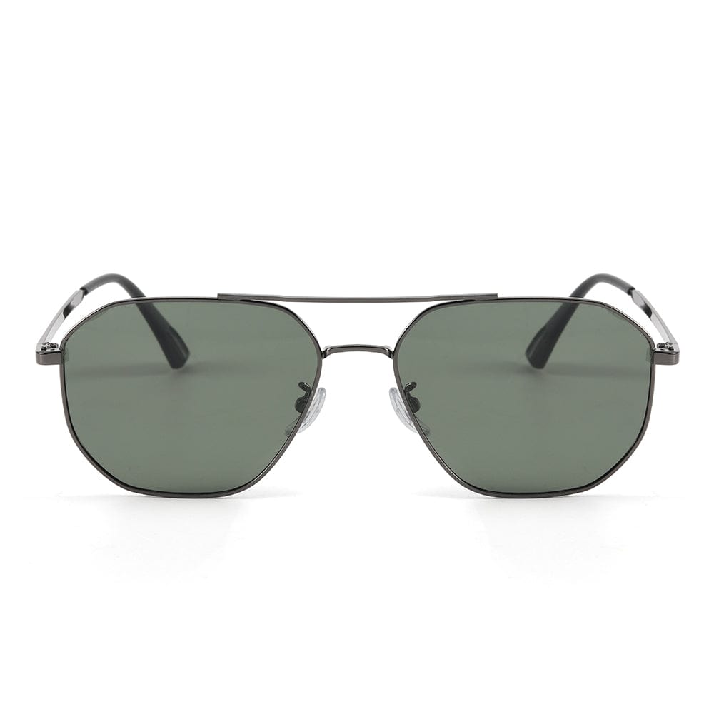 J3347 - AMBER LUXE - HD Polarised Sunglasses for Men - UV400 Protection, Stainless Steel Frame - Gunmetal Frame with Green Lens - THE MEN THING