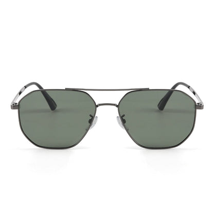 J3347 - AMBER LUXE - HD Polarised Sunglasses for Men - UV400 Protection, Stainless Steel Frame - Gunmetal Frame with Green Lens - THE MEN THING