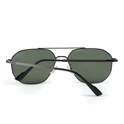 J3347 - AMBER LUXE - HD Polarised Sunglasses for Men - UV400 Protection, Stainless Steel Frame - Gunmetal Frame with Green Lens - THE MEN THING