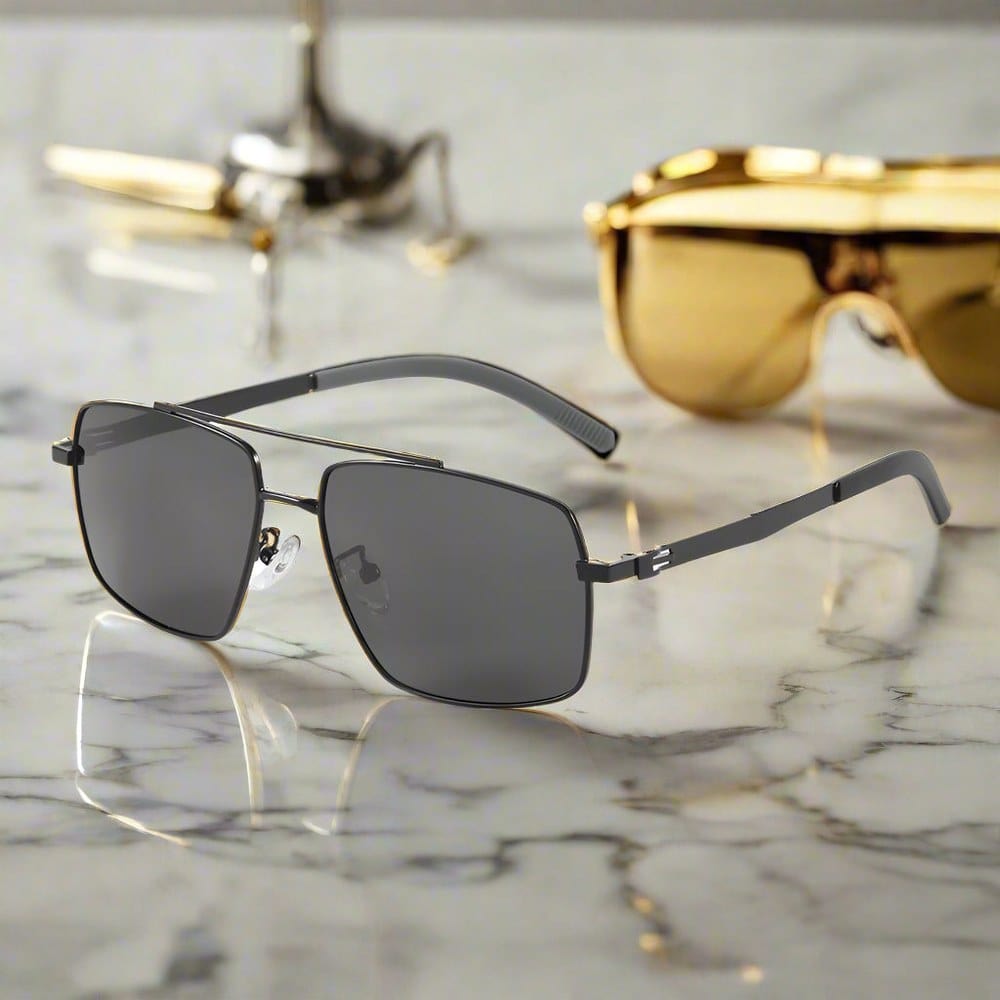 J3348 - VORTEX SHADE - HD Polarised Sunglasses for Men - UV400 Protection, Stainless Steel Frame - Black Frame with Black Lens - THE MEN THING
