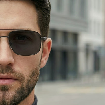 J3348 - VORTEX SHADE - HD Polarised Sunglasses for Men - UV400 Protection, Stainless Steel Frame - Black Frame with Black Lens - THE MEN THING