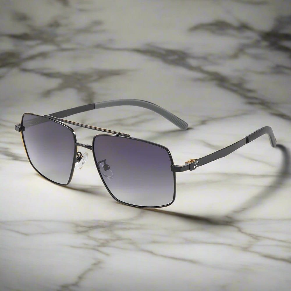 J3348 - VORTEX SHADE - HD Polarised Sunglasses for Men - UV400 Protection, Stainless Steel Frame - Black Frame with Gradient Lens - THE MEN THING