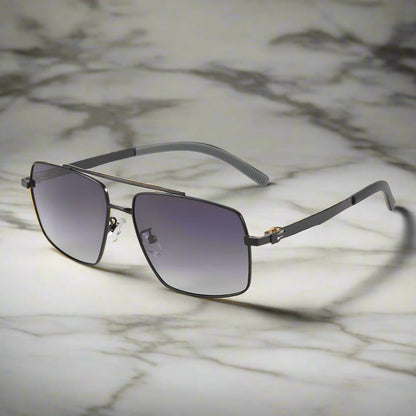 J3348 - VORTEX SHADE - HD Polarised Sunglasses for Men - UV400 Protection, Stainless Steel Frame - Black Frame with Gradient Lens - THE MEN THING