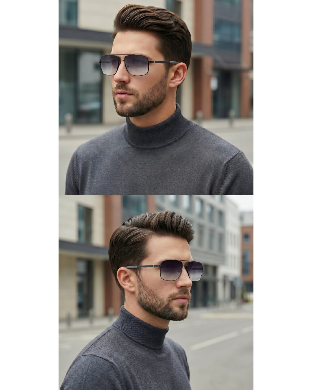 J3348 - VORTEX SHADE - HD Polarised Sunglasses for Men - UV400 Protection, Stainless Steel Frame - Black Frame with Gradient Lens - THE MEN THING