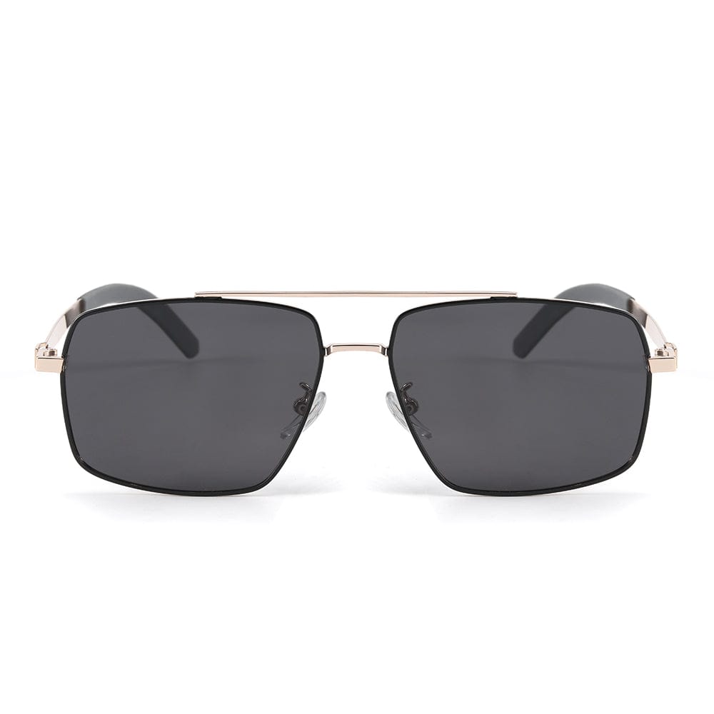 J3348 - VORTEX SHADE - HD Polarised Sunglasses for Men - UV400 Protection, Stainless Steel Frame - Gold Frame with Black Lens - THE MEN THING