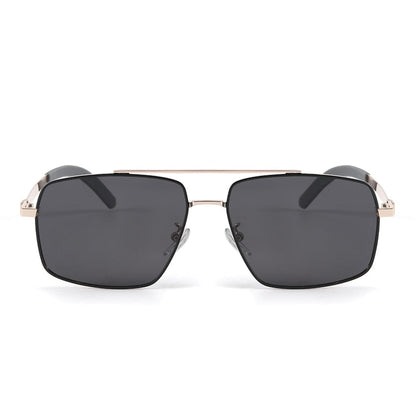 J3348 - VORTEX SHADE - HD Polarised Sunglasses for Men - UV400 Protection, Stainless Steel Frame - Gold Frame with Black Lens - THE MEN THING