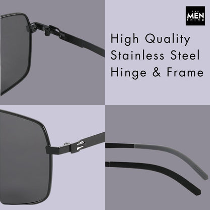 J3348 - VORTEX SHADE - HD Polarised Sunglasses for Men - UV400 Protection, Stainless Steel Frame - Black Frame with Black Lens - THE MEN THING