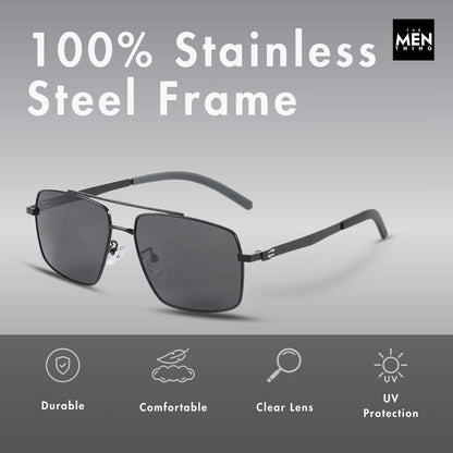 J3348 - VORTEX SHADE - HD Polarised Sunglasses for Men - UV400 Protection, Stainless Steel Frame - Black Frame with Black Lens - THE MEN THING
