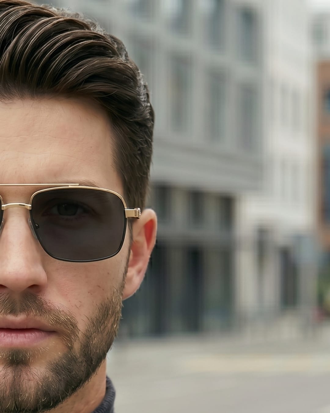 J3348 - VORTEX SHADE - HD Polarised Sunglasses for Men - UV400 Protection, Stainless Steel Frame - Gold Frame with Black Lens - THE MEN THING
