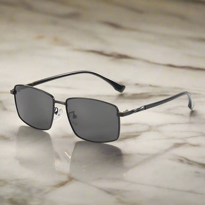 J3351 - MISTY NOIR - HD Polarised Sunglasses for Men - UV400 Protection, Stainless Steel Frame - Black Frame with Black Lens - THE MEN THING