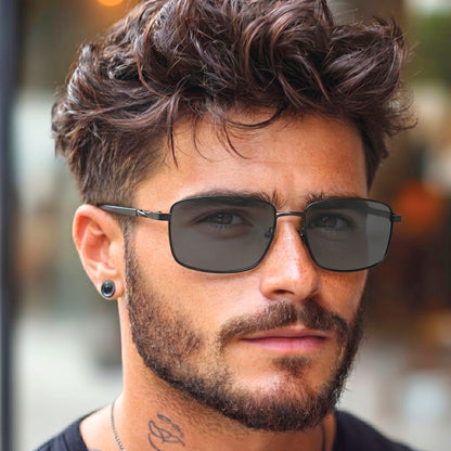 J3351 - MISTY NOIR - HD Polarised Sunglasses for Men - UV400 Protection, Stainless Steel Frame - Black Frame with Black Lens - THE MEN THING