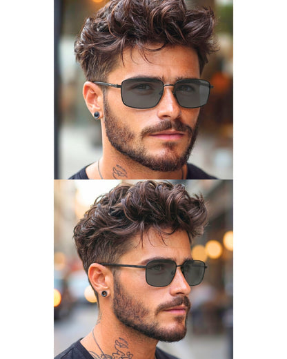 J3351 - MISTY NOIR - HD Polarised Sunglasses for Men - UV400 Protection, Stainless Steel Frame - Black Frame with Black Lens - THE MEN THING