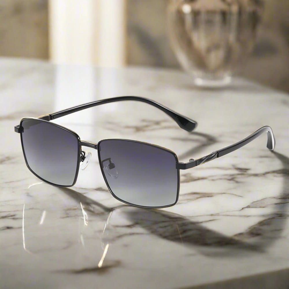 J3351 - MISTY NOIR - HD Polarised Sunglasses for Men - UV400 Protection, Stainless Steel Frame - Black Frame with Gradient Lens - THE MEN THING