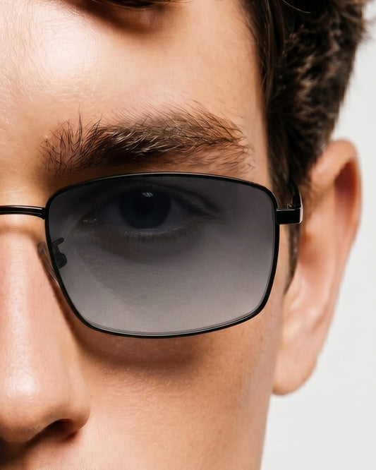 J3351 - MISTY NOIR - HD Polarised Sunglasses for Men - UV400 Protection, Stainless Steel Frame - Black Frame with Gradient Lens - THE MEN THING
