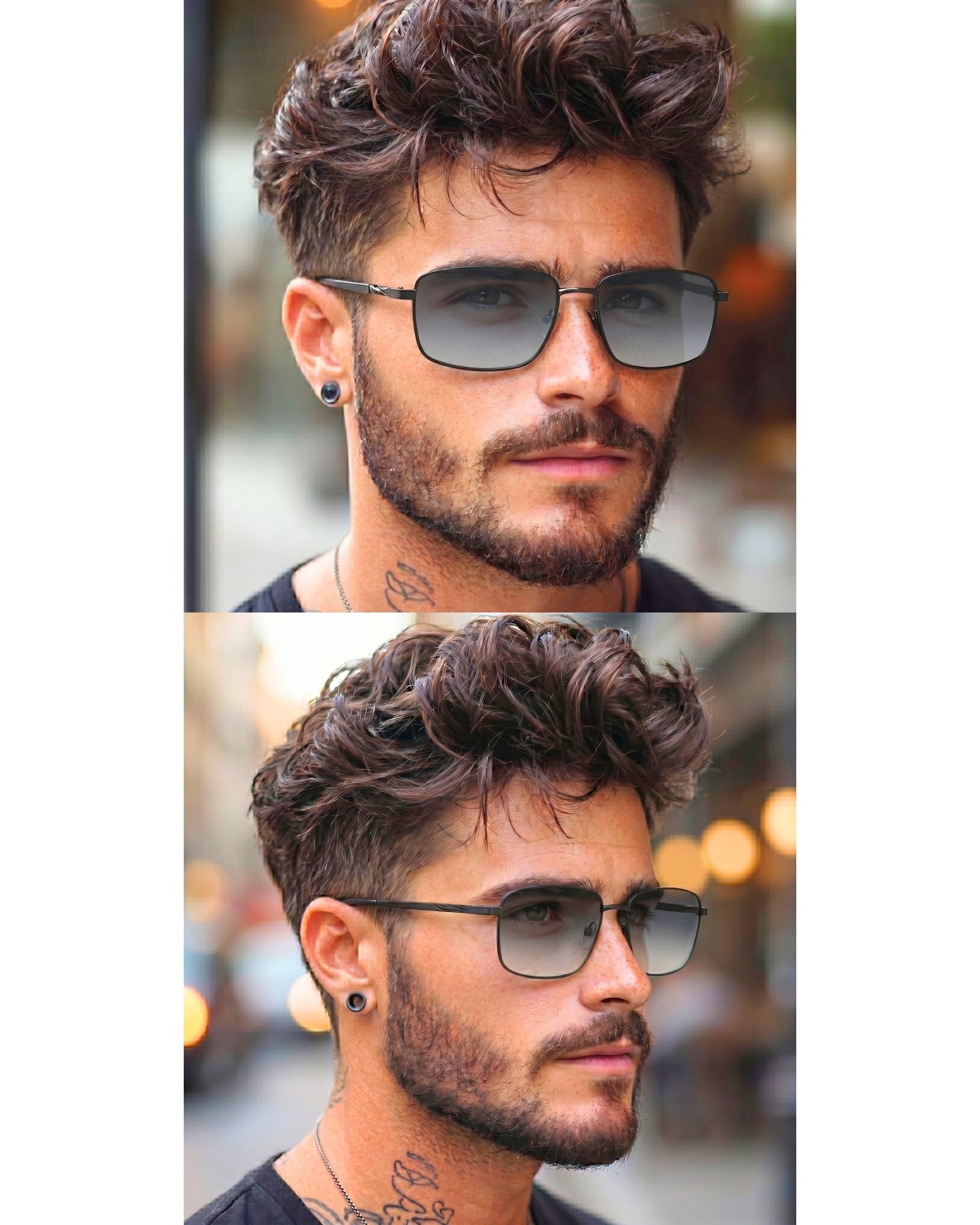 J3351 - MISTY NOIR - HD Polarised Sunglasses for Men - UV400 Protection, Stainless Steel Frame - Black Frame with Gradient Lens - THE MEN THING