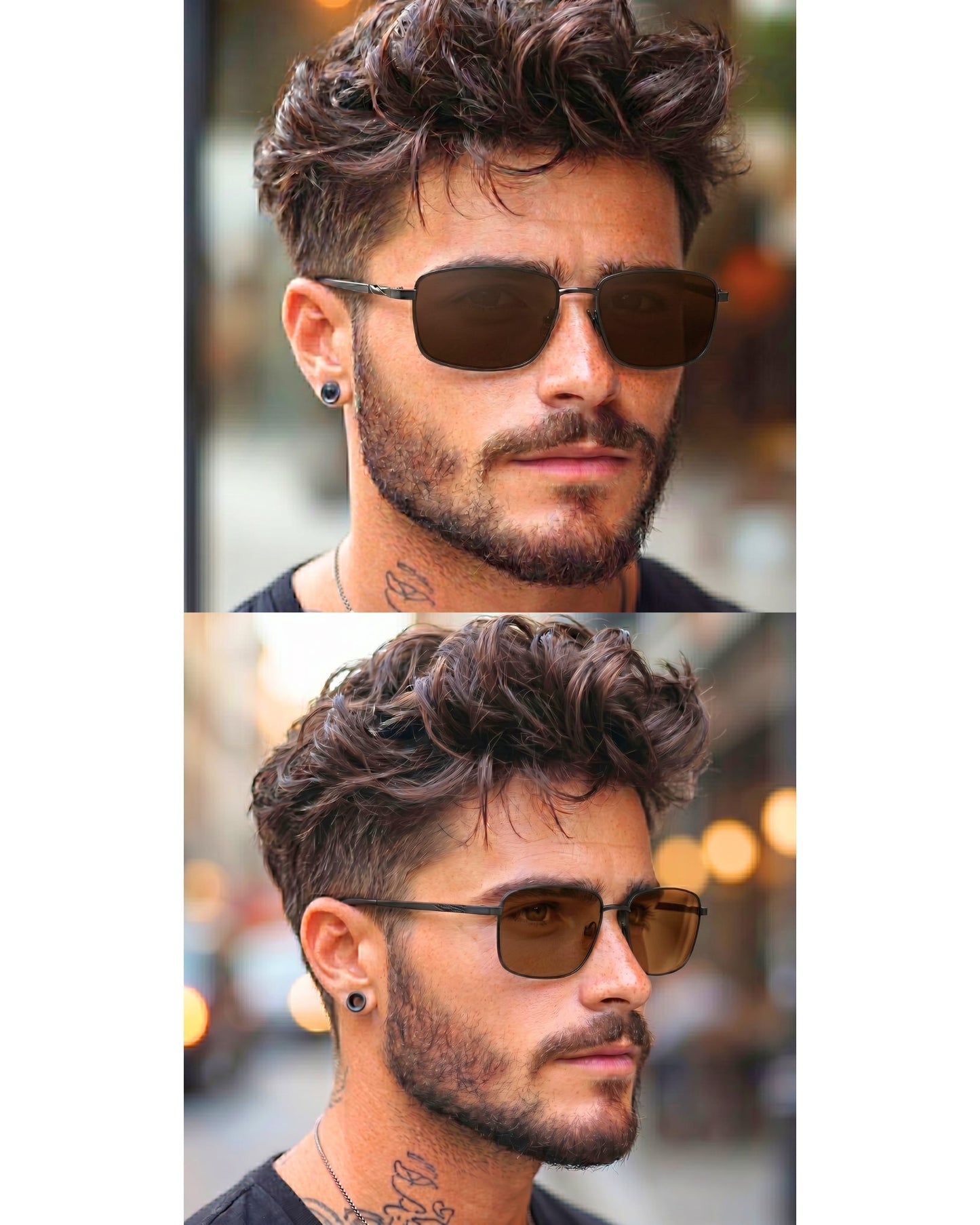 J3351 - MISTY NOIR - HD Polarised Sunglasses for Men - UV400 Protection, Stainless Steel Frame - Gunmetal Frame with Brown Lens - THE MEN THING