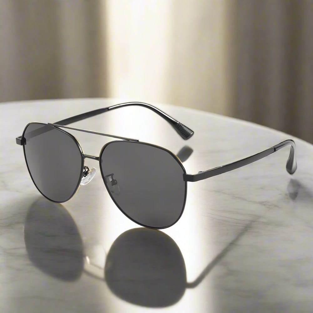 J3352 - AETHER VISION - HD Polarised Sunglasses for Men - UV400 Protection, Stainless Steel Frame - Black Frame with Black Lens - THE MEN THING