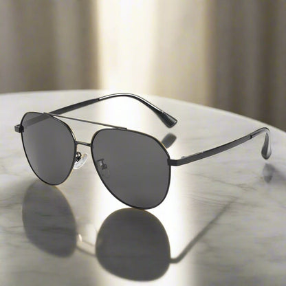 J3352 - AETHER VISION - HD Polarised Sunglasses for Men - UV400 Protection, Stainless Steel Frame - Black Frame with Black Lens - THE MEN THING