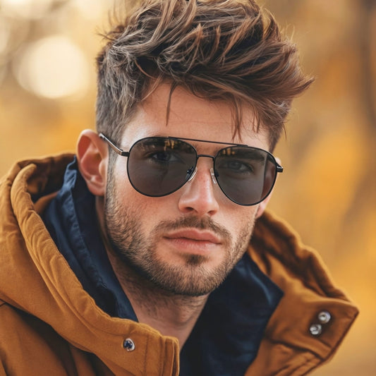 J3352 - AETHER VISION - HD Polarised Sunglasses for Men - UV400 Protection, Stainless Steel Frame - Black Frame with Black Lens - THE MEN THING