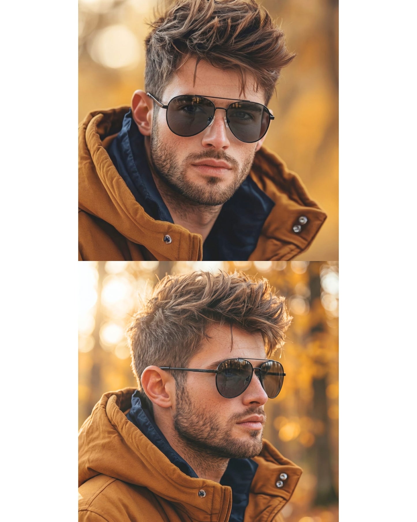 J3352 - AETHER VISION - HD Polarised Sunglasses for Men - UV400 Protection, Stainless Steel Frame - Black Frame with Black Lens - THE MEN THING