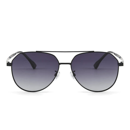 J3352 - AETHER VISION - HD Polarised Sunglasses for Men - UV400 Protection, Stainless Steel Frame - Black Frame with Gradient Grey Lens - THE MEN THING