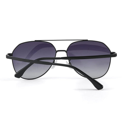 J3352 - AETHER VISION - HD Polarised Sunglasses for Men - UV400 Protection, Stainless Steel Frame - Black Frame with Gradient Grey Lens - THE MEN THING